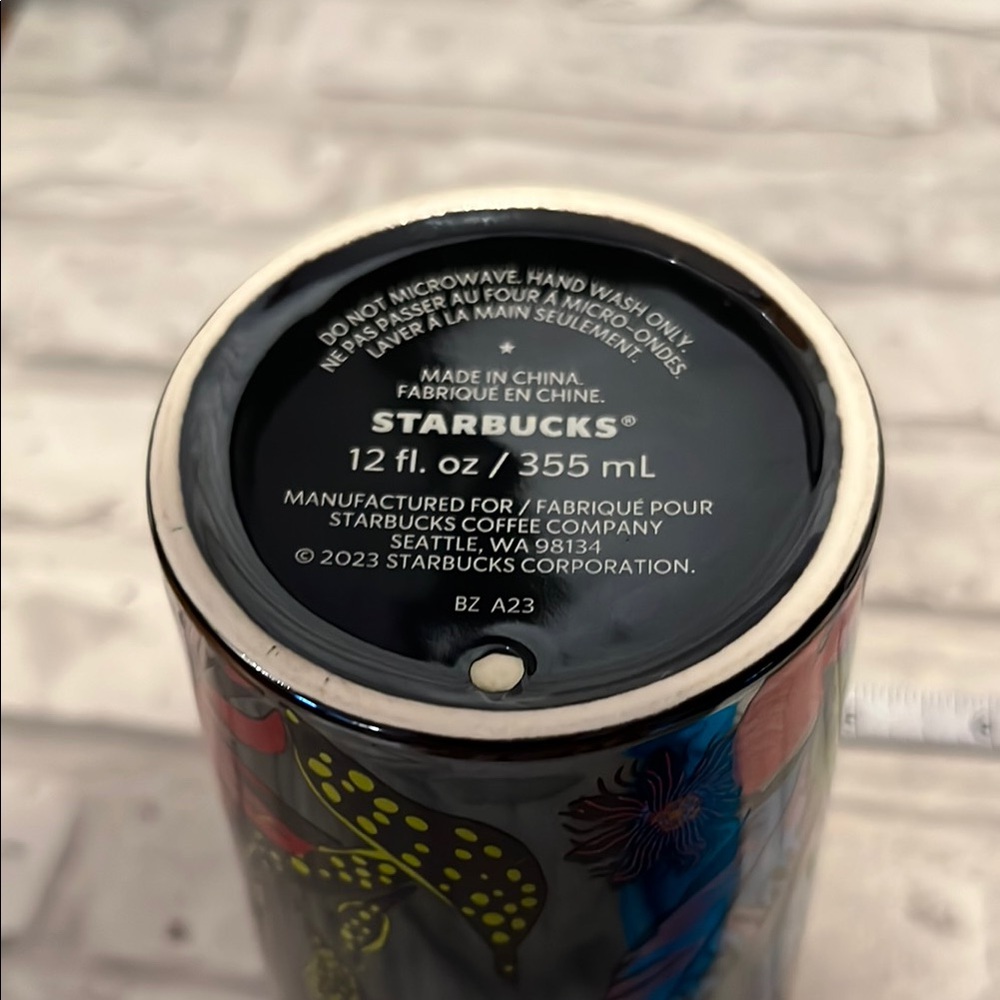 Starbucks Black Tumbler 12 oz vibrant flowers 2023 coffee traveler - Picture 10 of 12